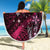 Hawaii Makahiki Season Beach Blanket Floral Tribal Tattoo Pink Galaxy