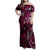 Hawaii Makahiki Season Family Matching Off Shoulder Maxi Dress and Hawaiian Shirt Floral Tribal Tattoo Pink Galaxy