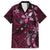 Hawaii Makahiki Season Family Matching Short Sleeve Bodycon Dress and Hawaiian Shirt Floral Tribal Tattoo Pink Galaxy