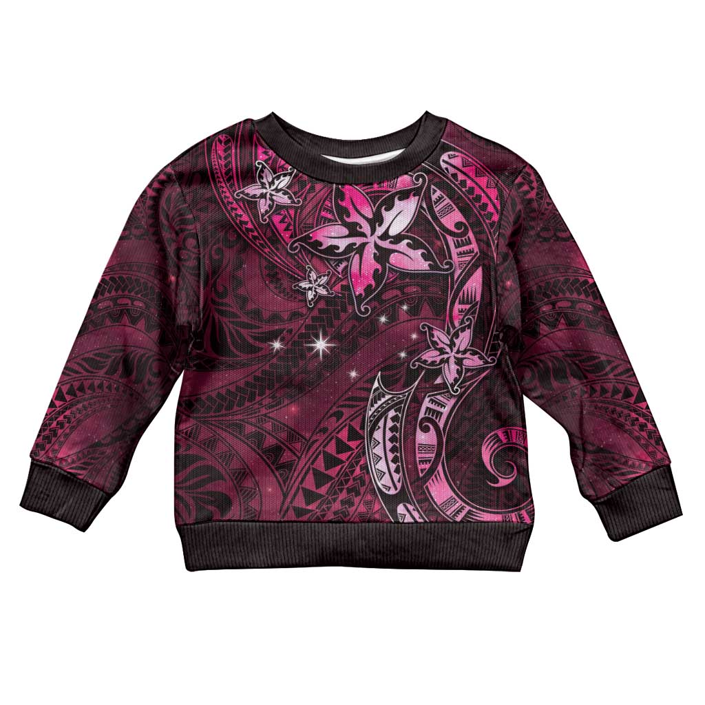 Hawaii Makahiki Season Kid Ugly Christmas Sweater Floral Tribal Tattoo Pink Galaxy LT05 Kid Pink - Polynesian Pride