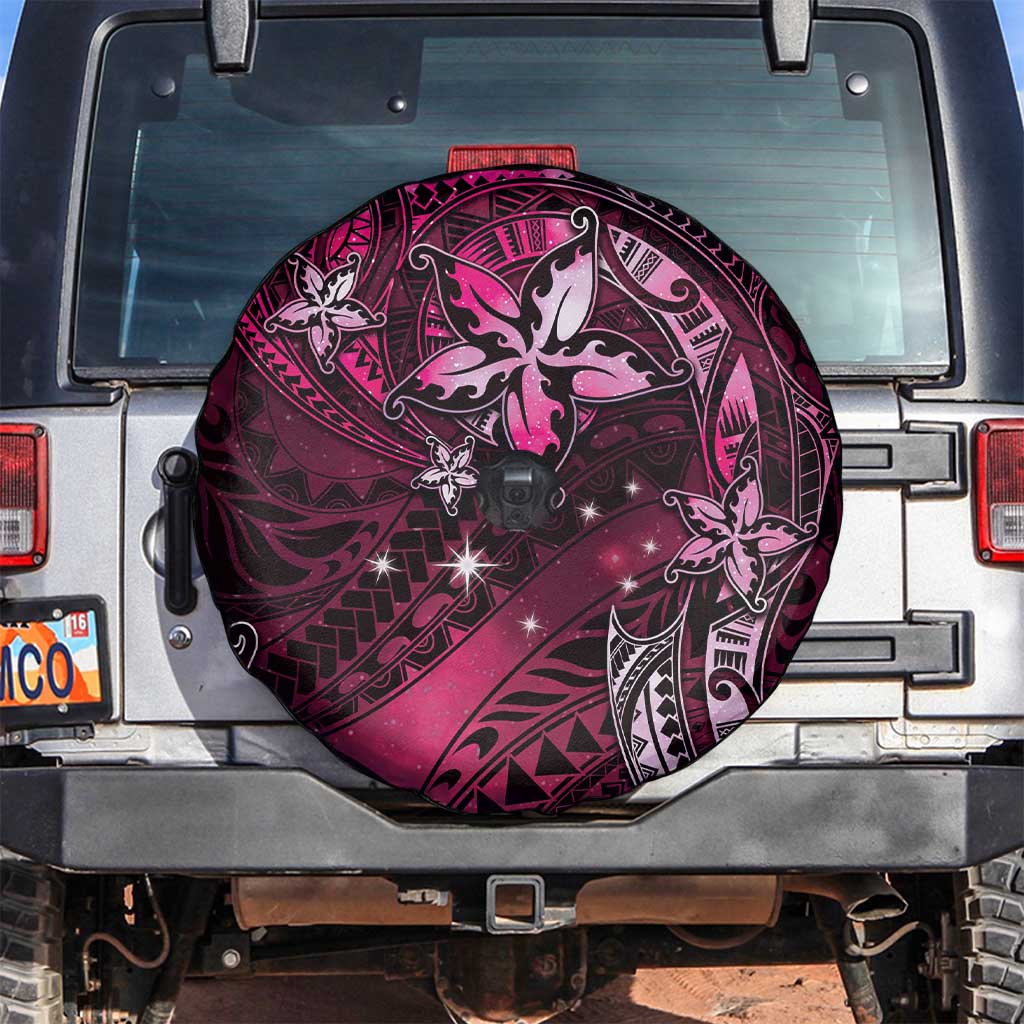 Hawaii Makahiki Season Spare Tire Cover Floral Tribal Tattoo Pink Galaxy