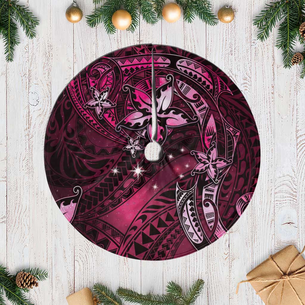 Hawaii Makahiki Season Tree Skirt Floral Tribal Tattoo Pink Galaxy LT05 Casual Pink - Polynesian Pride