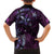 Hawaii Makahiki Season Family Matching Long Sleeve Bodycon Dress and Hawaiian Shirt Floral Tribal Tattoo Purple Galaxy