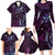 Hawaii Makahiki Season Family Matching Long Sleeve Bodycon Dress and Hawaiian Shirt Floral Tribal Tattoo Purple Galaxy