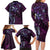 Hawaii Makahiki Season Family Matching Long Sleeve Bodycon Dress and Hawaiian Shirt Floral Tribal Tattoo Purple Galaxy