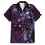 Hawaii Makahiki Season Family Matching Long Sleeve Bodycon Dress and Hawaiian Shirt Floral Tribal Tattoo Purple Galaxy