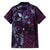 Hawaii Makahiki Season Family Matching Long Sleeve Bodycon Dress and Hawaiian Shirt Floral Tribal Tattoo Purple Galaxy