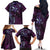 Hawaii Makahiki Season Family Matching Off The Shoulder Long Sleeve Dress and Hawaiian Shirt Floral Tribal Tattoo Purple Galaxy