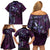 Hawaii Makahiki Season Family Matching Off Shoulder Short Dress and Hawaiian Shirt Floral Tribal Tattoo Purple Galaxy