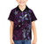 Hawaii Makahiki Season Family Matching Short Sleeve Bodycon Dress and Hawaiian Shirt Floral Tribal Tattoo Purple Galaxy