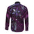 Hawaii Makahiki Season Long Sleeve Button Shirt Floral Tribal Tattoo Purple Galaxy