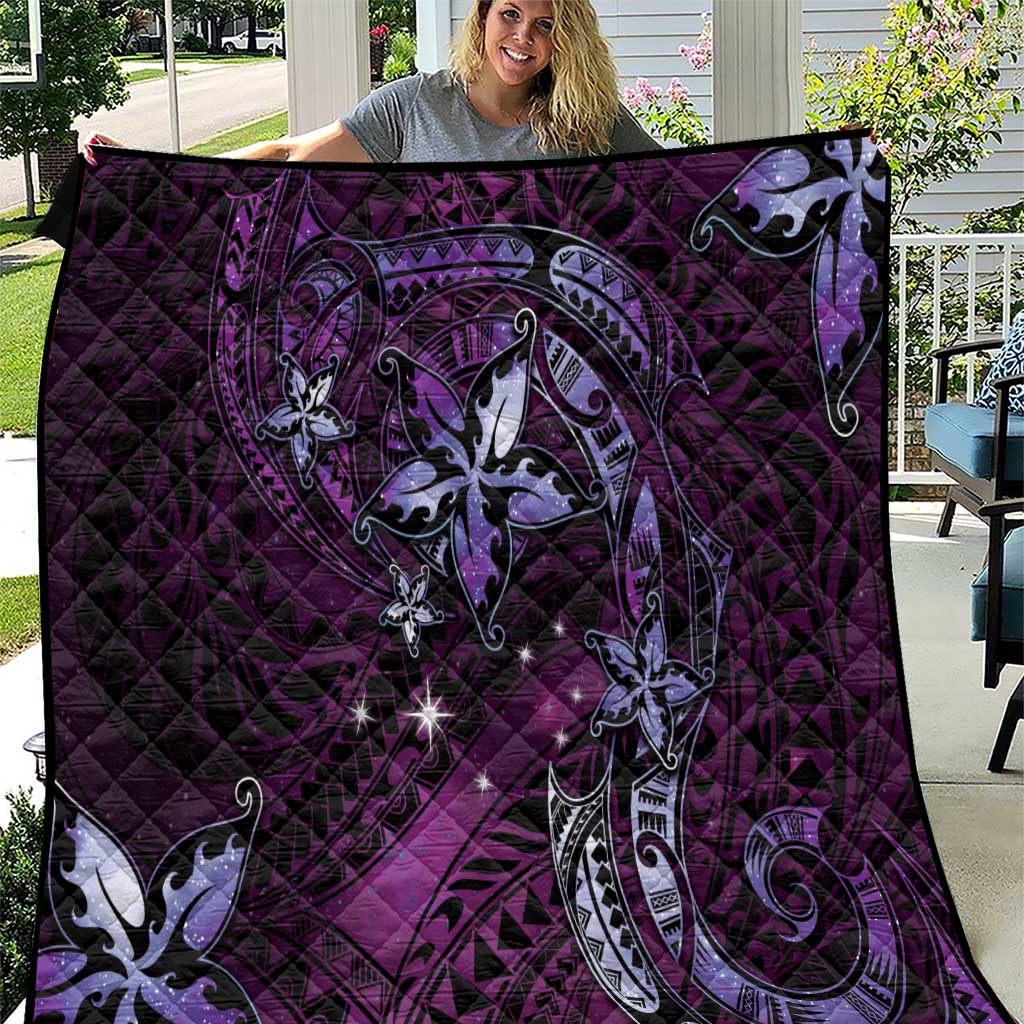 Hawaii Makahiki Season Quilt Floral Tribal Tattoo Purple Galaxy