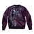 Hawaii Makahiki Season Sleeve Zip Bomber Jacket Floral Tribal Tattoo Purple Galaxy