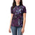 Hawaii Makahiki Season Women Polo Shirt Floral Tribal Tattoo Purple Galaxy