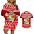 Personalized Tonga Christmas Couples Matching Off Shoulder Short Dress and Hawaiian Shirt Kilisimasi Fiefia Santas Coat Of Arms LT05 Red - Polynesian Pride