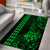 Hawaii Hauoli Makahiki Hou Area Rug Lono Hawaiian God Kakau Polynesian Tribal Green LT05 - Polynesian Pride