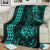 Hawaii Hauoli Makahiki Hou Blanket Lono Hawaiian God Kakau Polynesian Tribal Turquoise LT05 - Polynesian Pride