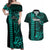 Personalized Hawaii Hauoli Makahiki Hou Couples Matching Off Shoulder Maxi Dress and Hawaiian Shirt Lono Hawaiian God Kakau Polynesian Tribal Turquoise LT05 Turquoise - Polynesian Pride