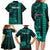 Personalized Hawaii Hauoli Makahiki Hou Family Matching Long Sleeve Bodycon Dress and Hawaiian Shirt Lono Hawaiian God Kakau Polynesian Tribal Turquoise LT05 - Polynesian Pride