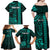 Personalized Hawaii Hauoli Makahiki Hou Family Matching Off Shoulder Maxi Dress and Hawaiian Shirt Lono Hawaiian God Kakau Polynesian Tribal Turquoise LT05 - Polynesian Pride