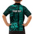 Personalized Hawaii Hauoli Makahiki Hou Family Matching Puletasi Dress and Hawaiian Shirt Lono Hawaiian God Kakau Polynesian Tribal Turquoise LT05 - Polynesian Pride