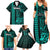 Personalized Hawaii Hauoli Makahiki Hou Family Matching Summer Maxi Dress and Hawaiian Shirt Lono Hawaiian God Kakau Polynesian Tribal Turquoise LT05 - Polynesian Pride