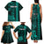 Personalized Hawaii Hauoli Makahiki Hou Family Matching Tank Maxi Dress and Hawaiian Shirt Lono Hawaiian God Kakau Polynesian Tribal Turquoise LT05 - Polynesian Pride