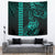 Hawaii Hauoli Makahiki Hou Tapestry Lono Hawaiian God Kakau Polynesian Tribal Turquoise LT05 - Polynesian Pride