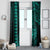 Hawaii Hauoli Makahiki Hou Window Curtain Lono Hawaiian God Kakau Polynesian Tribal Turquoise LT05 - Polynesian Pride