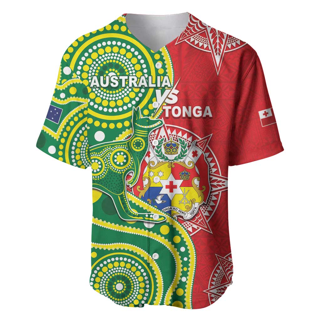 Custom Tonga Australia Rugby Baseball Jersey Kangaroos And Tonga Mate Maa Together LT05 Green - Polynesian Pride