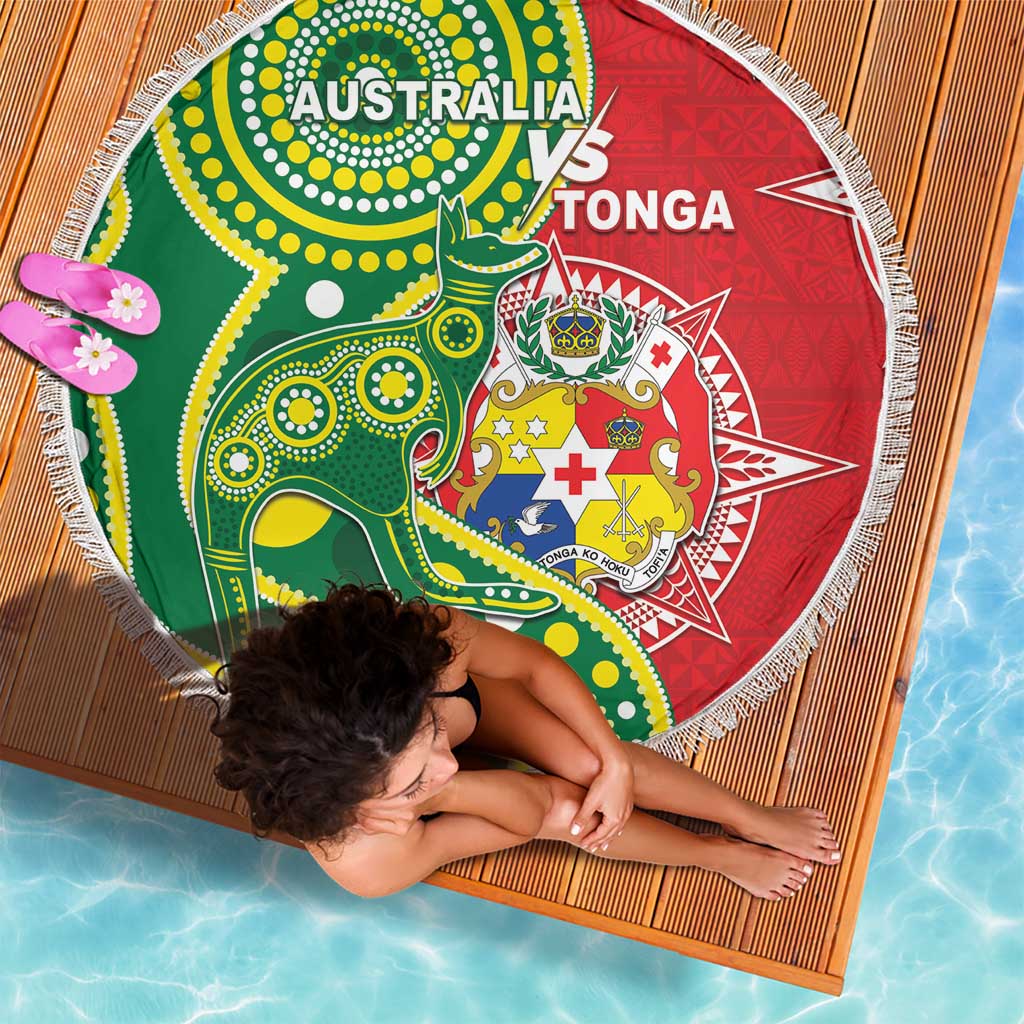 Tonga Australia Rugby Beach Blanket Kangaroos And Tonga Mate Maa Together LT05 - Polynesian Pride