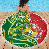 Tonga Australia Rugby Beach Blanket Kangaroos And Tonga Mate Maa Together LT05 - Polynesian Pride