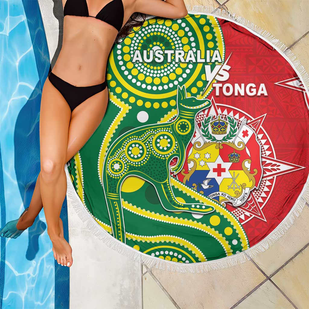 Tonga Australia Rugby Beach Blanket Kangaroos And Tonga Mate Maa Together LT05 - Polynesian Pride