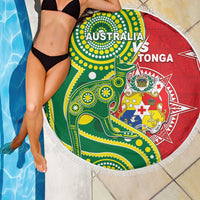 Tonga Australia Rugby Beach Blanket Kangaroos And Tonga Mate Maa Together LT05 - Polynesian Pride