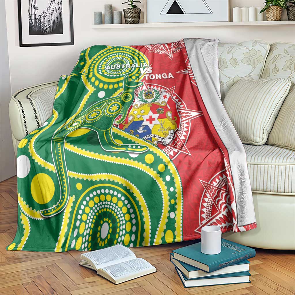 Tonga Australia Rugby Blanket Kangaroos And Tonga Mate Maa Together LT05 Green - Polynesian Pride