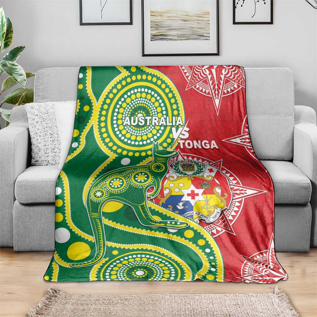 Tonga Australia Rugby Blanket Kangaroos And Tonga Mate Maa Together LT05 - Polynesian Pride