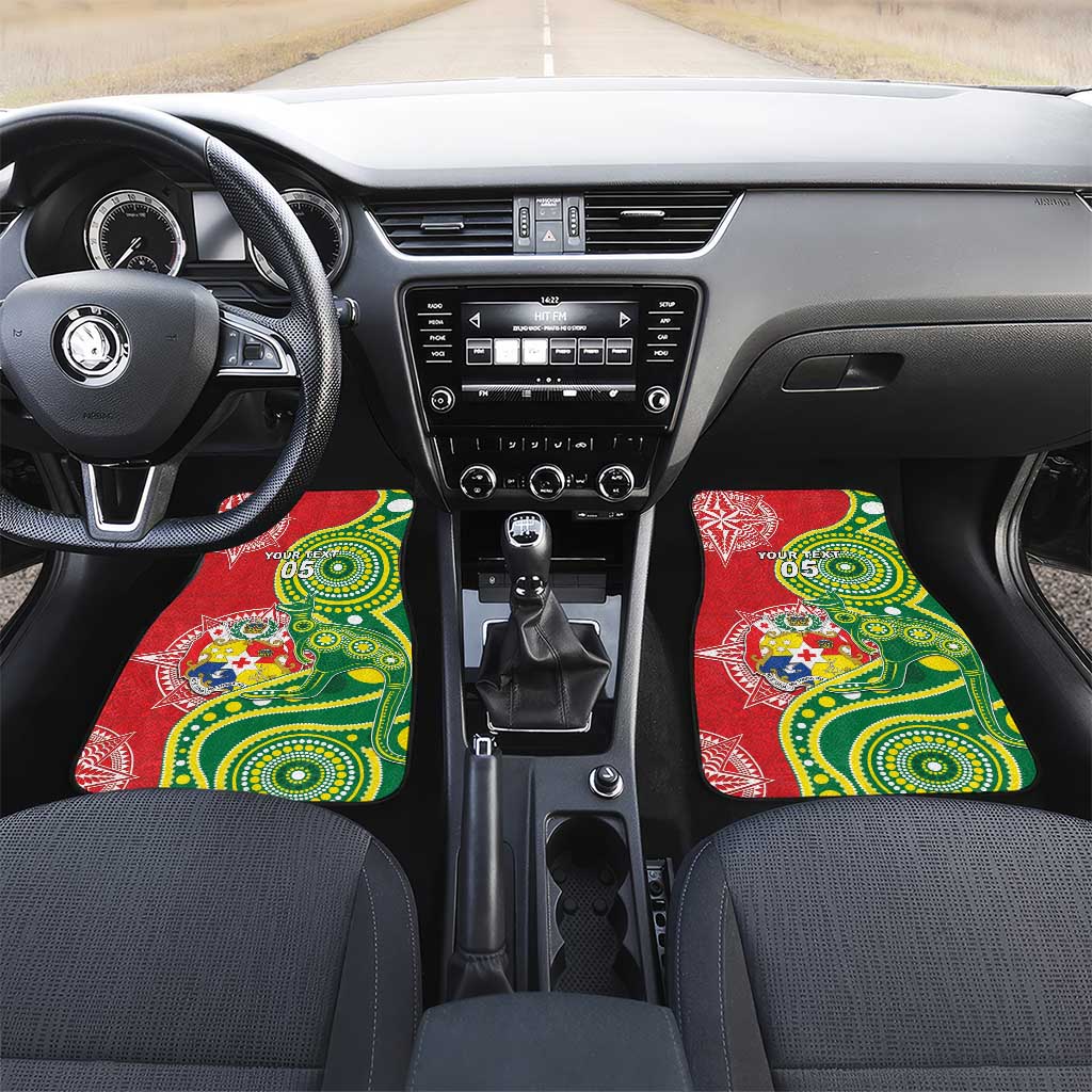 Tonga Australia Rugby Car Mats Kangaroos And Tonga Mate Maa Together LT05 Set 2pcs - Front Green - Polynesian Pride