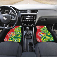 Tonga Australia Rugby Car Mats Kangaroos And Tonga Mate Maa Together LT05 Set 2pcs - Front Green - Polynesian Pride