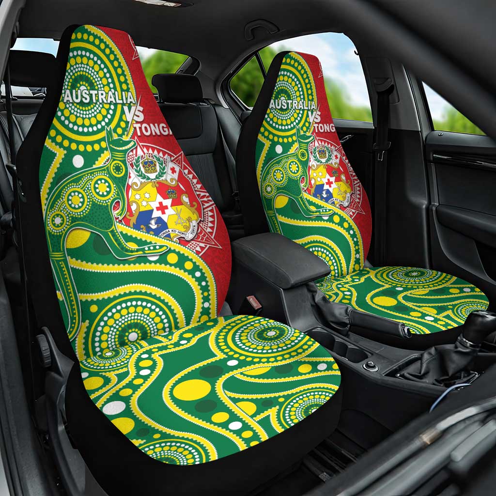 Tonga Australia Rugby Car Seat Cover Kangaroos And Tonga Mate Maa Together LT05 One Size Green - Polynesian Pride