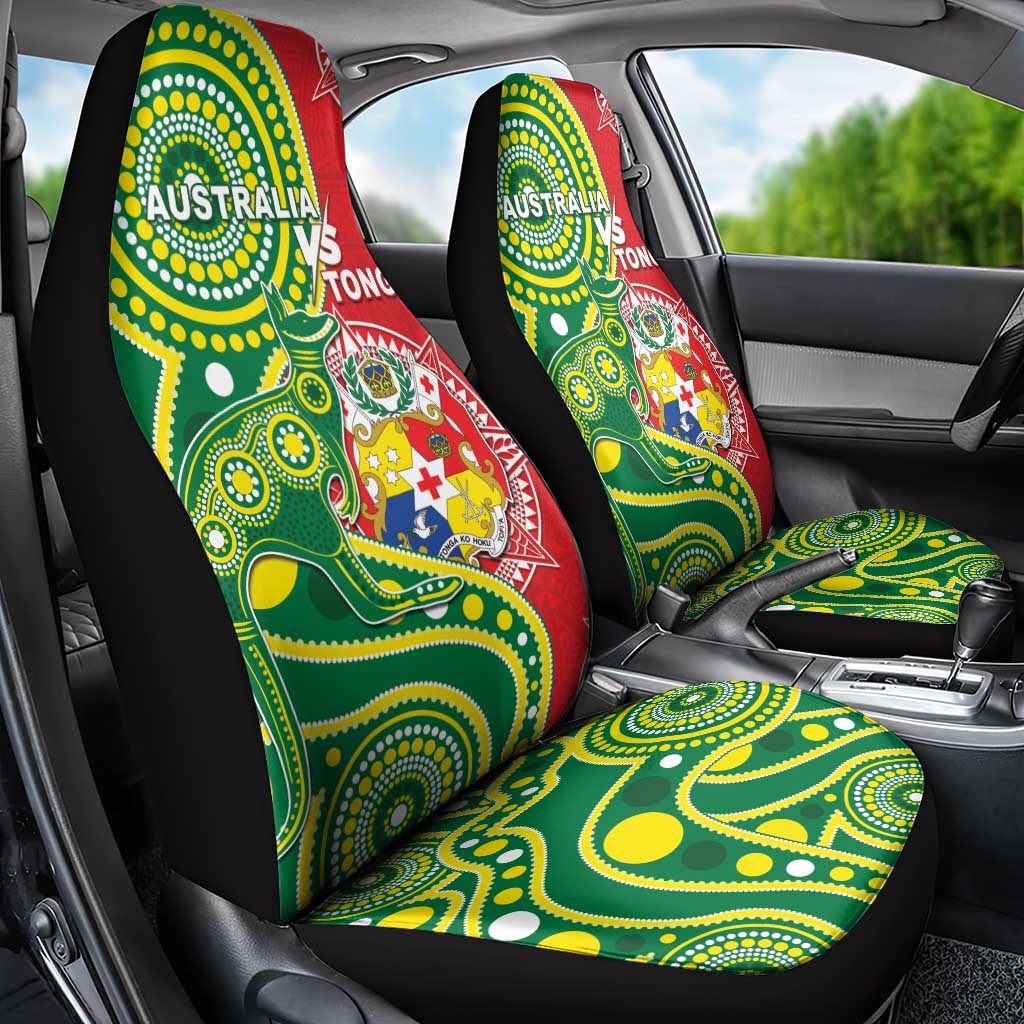 Tonga Australia Rugby Car Seat Cover Kangaroos And Tonga Mate Maa Together LT05 - Polynesian Pride