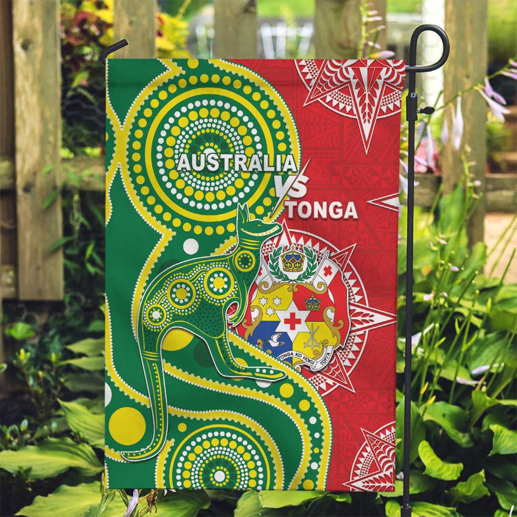 Tonga Australia Rugby Garden Flag Kangaroos And Tonga Mate Maa Together LT05 Garden Flag Green - Polynesian Pride