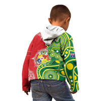 Custom Tonga Australia Rugby Kid Hoodie Kangaroos And Tonga Mate Maa Together LT05 - Polynesian Pride