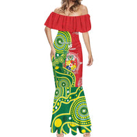 Custom Tonga Australia Rugby Mermaid Dress Kangaroos And Tonga Mate Maa Together LT05 - Polynesian Pride