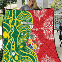 Tonga Australia Rugby Quilt Kangaroos And Tonga Mate Maa Together LT05 Green - Polynesian Pride