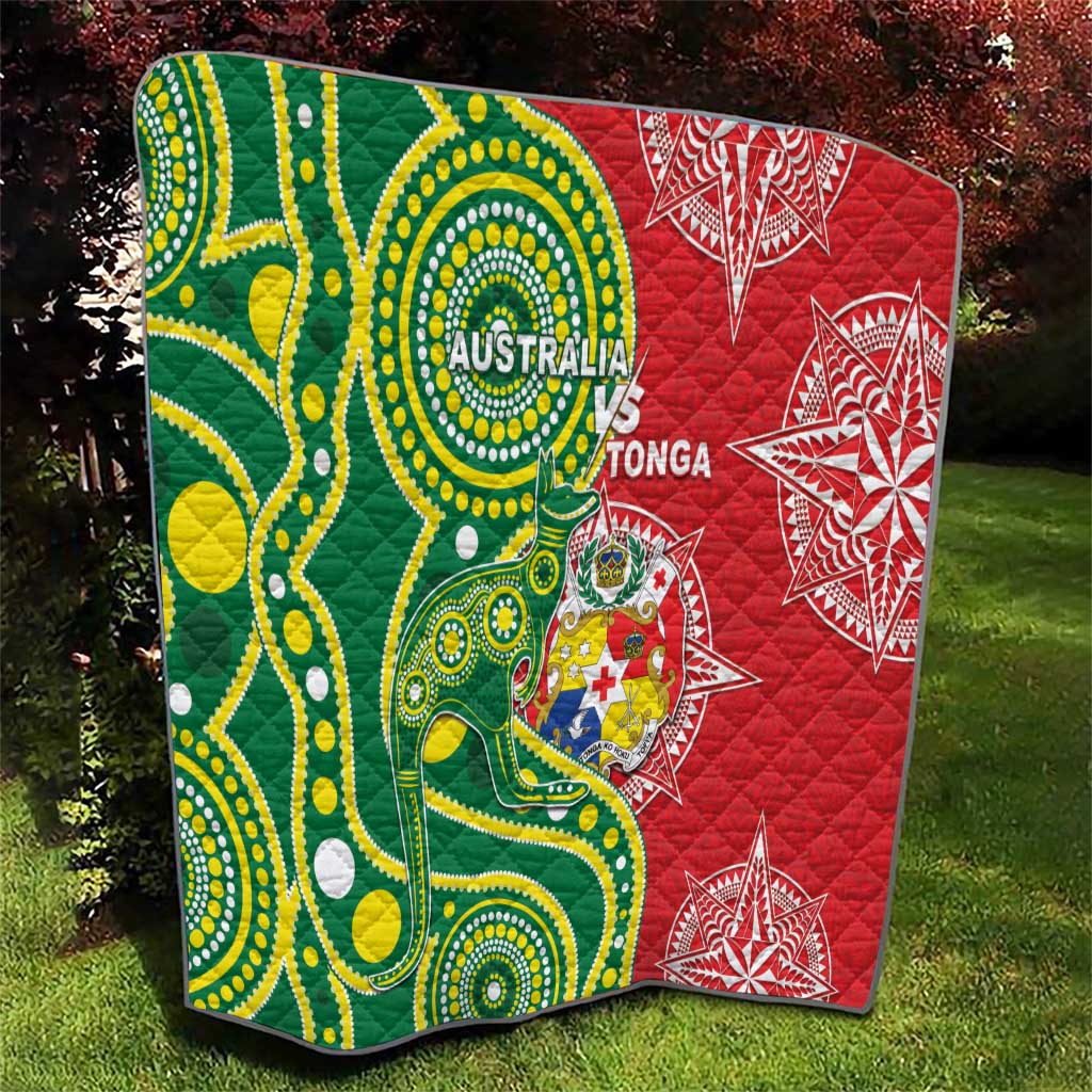 Tonga Australia Rugby Quilt Kangaroos And Tonga Mate Maa Together LT05 - Polynesian Pride