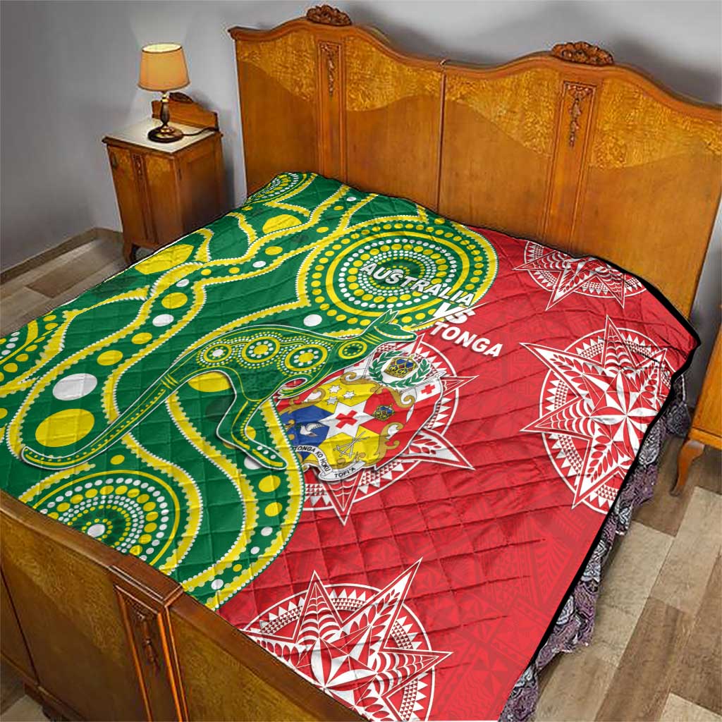 Tonga Australia Rugby Quilt Kangaroos And Tonga Mate Maa Together LT05 - Polynesian Pride