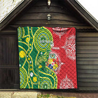 Tonga Australia Rugby Quilt Kangaroos And Tonga Mate Maa Together LT05 - Polynesian Pride
