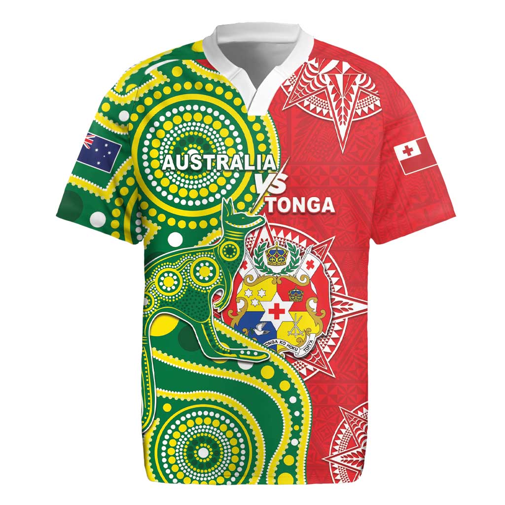 Custom Tonga Australia Rugby Rugby Jersey Kangaroos And Tonga Mate Maa Together LT05 Green - Polynesian Pride