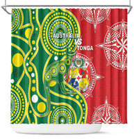 Tonga Australia Rugby Shower Curtain Kangaroos And Tonga Mate Maa Together LT05 Green - Polynesian Pride