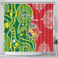 Tonga Australia Rugby Shower Curtain Kangaroos And Tonga Mate Maa Together LT05 - Polynesian Pride